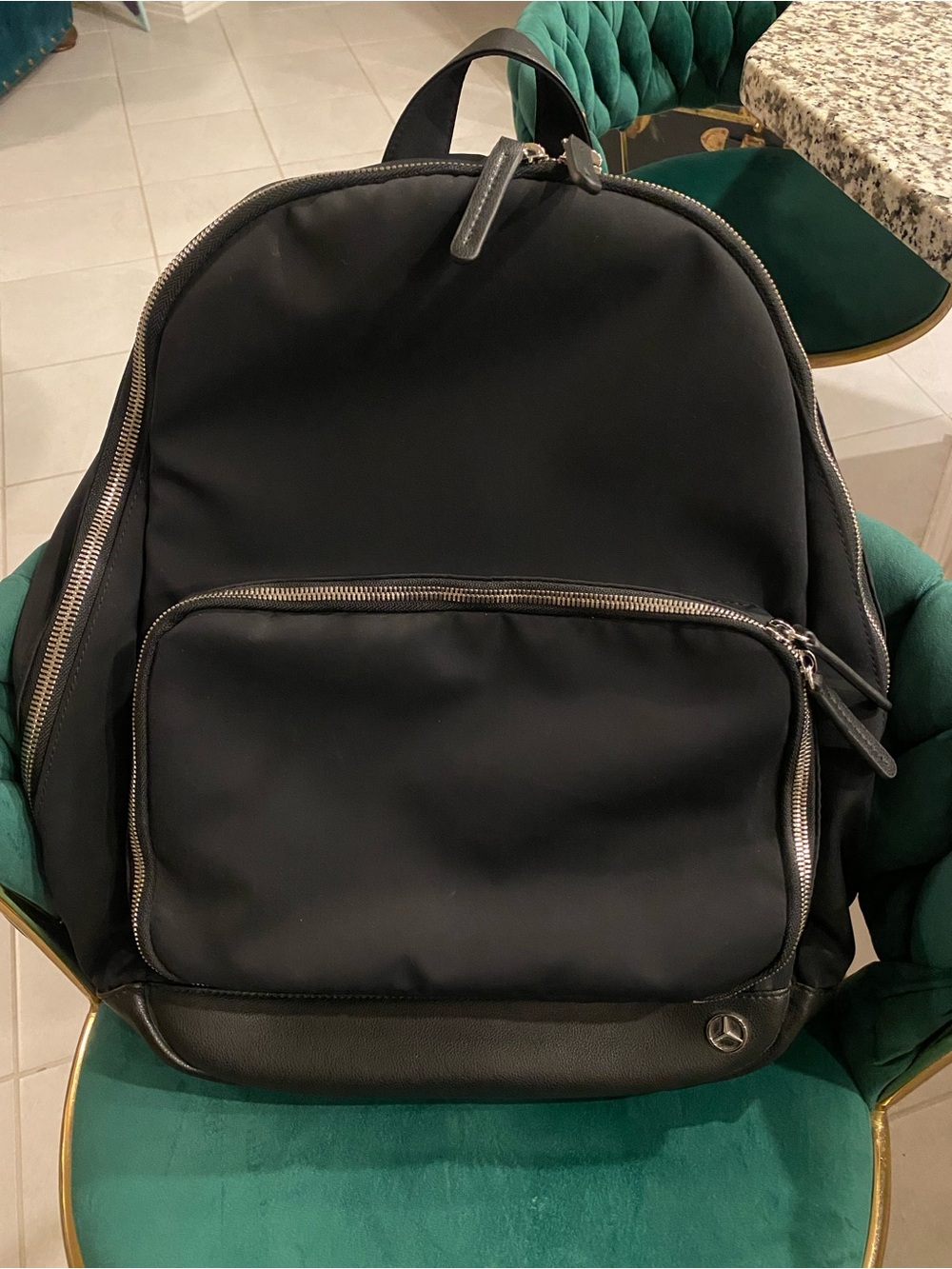 Mercedes‑Benz Black Men's Backpack with Silver Hardware
